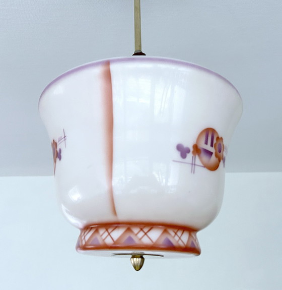 Image 1 of Art Deco Glass & Bakelite Pendant Lamp