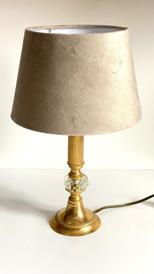 Lampada vintage in cristallo e metallo dorato