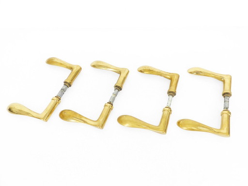 Set of 4 pairs of solid brass door handles circa 1960