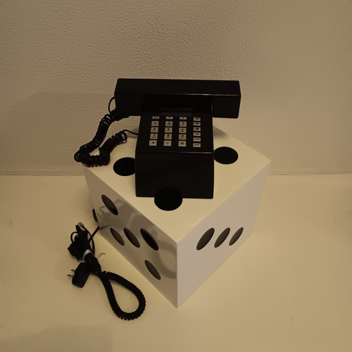 Schwarzer Würfel Telefon Jan Des Bouvrie 1980s