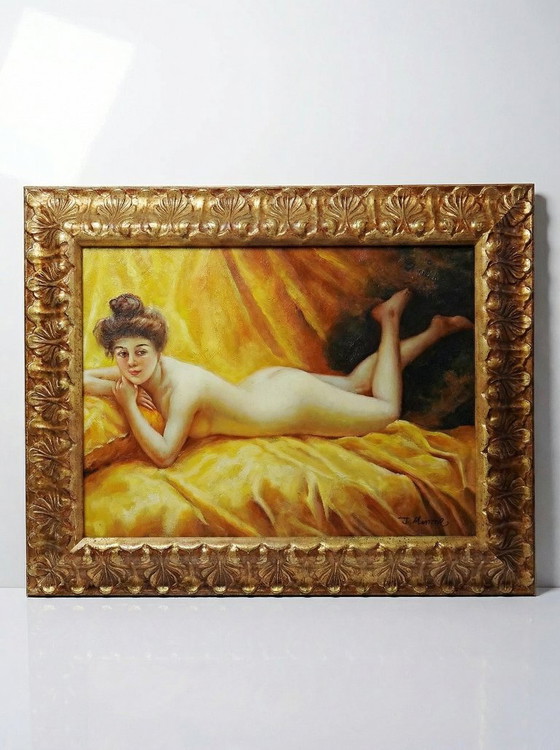 Reproduction "Nu au coussin" "La paresseuse" d'après Daniel Hernández Morillo, Peintures et dessins, Toile (photo 7 sur 13)