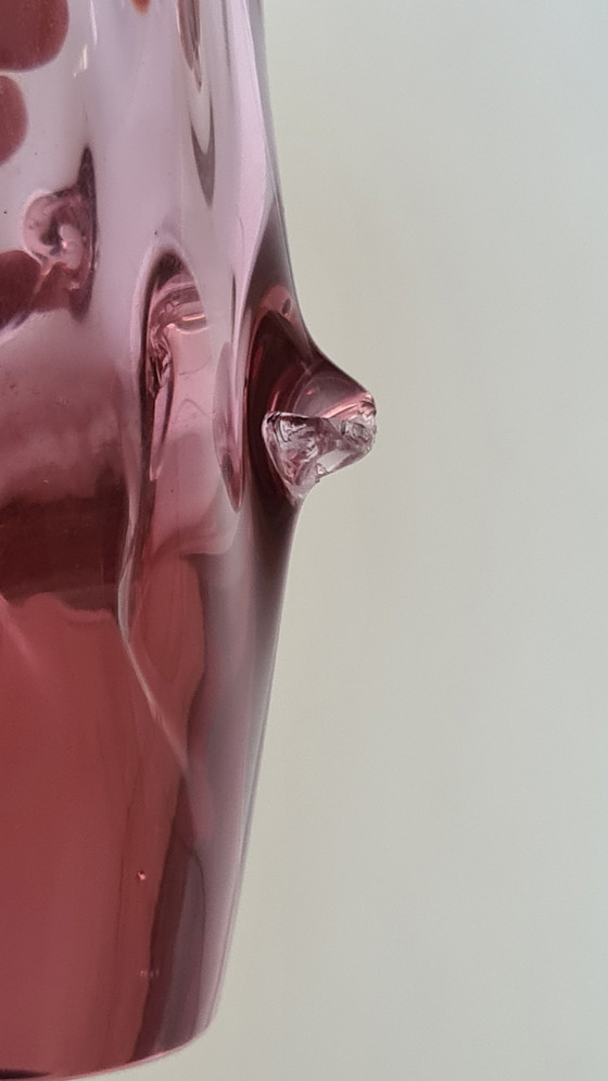 Image 1 of Mid Century-Modern Miroslav Klinger Glazen Vaas Alexandriet Noppen Noppenglas H22Cm