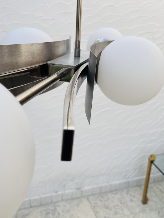 Image 1 of Lámpara de araña con 4 opalinas de la era espacial