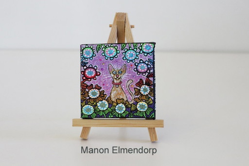 Unique Hand Painted Painting with Donkey Sphynx Cat