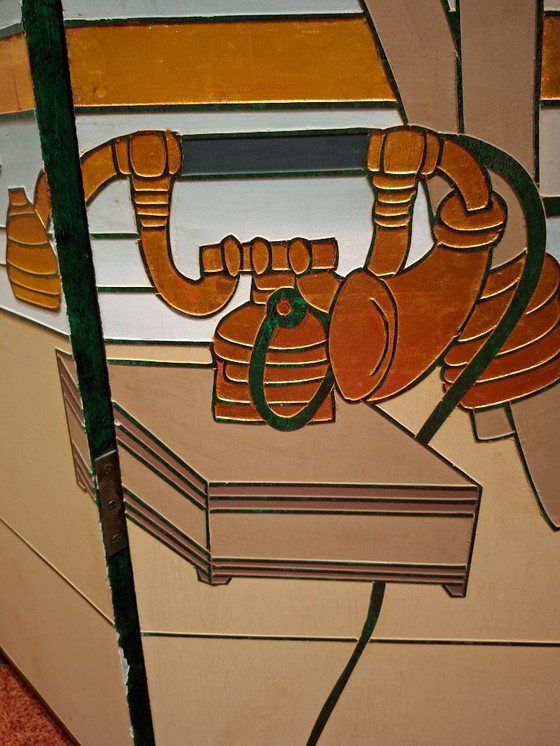 Image 1 of Paravent oriental représentant une femme en fleur de lotus