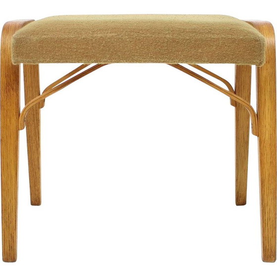 Image 1 of Vintage Thonet pouffe in wood and fabric, Czechoslovakia 1970