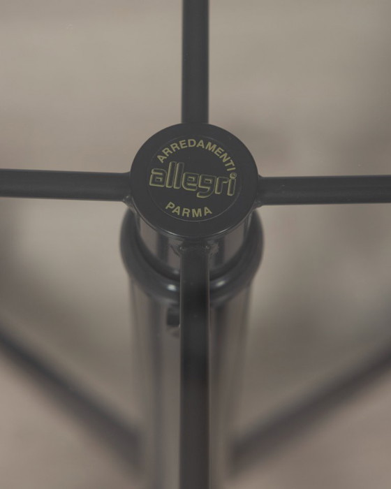 Image 1 of VINTAGE 1970S SIDE TABLE TROLLEY IN BLACK METAL AND GLASS BY ALLEGRI PARMA DESIGN