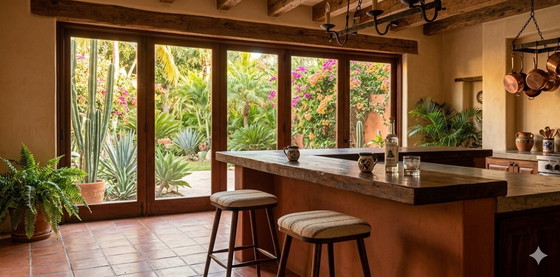 Image 1 of Bar stools set of 2 natural Linen and wood 