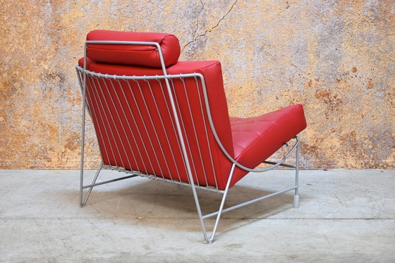 Image 1 of Red leather Leolux Volare designer armchair