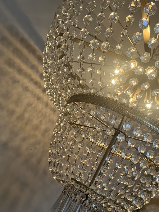 Grote XXL Design Cristalstrass kristallen kroonluchter hanglamp brons frame 