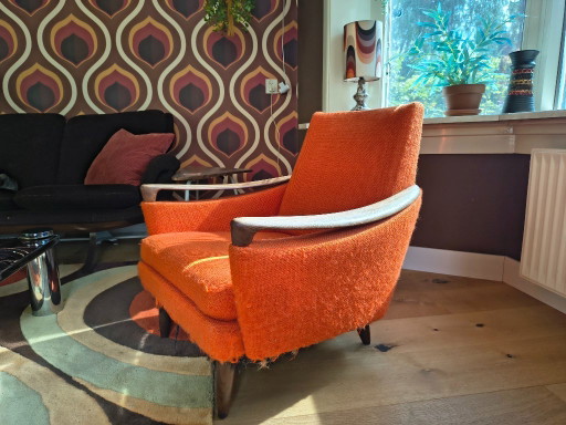 Seventies Kuipstoel (Renovatie Object) – fauteuils, Textile, Wood