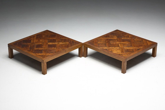 Image 1 of Brutalistischer Parkett Couchtisch, Frankreich, 1970er