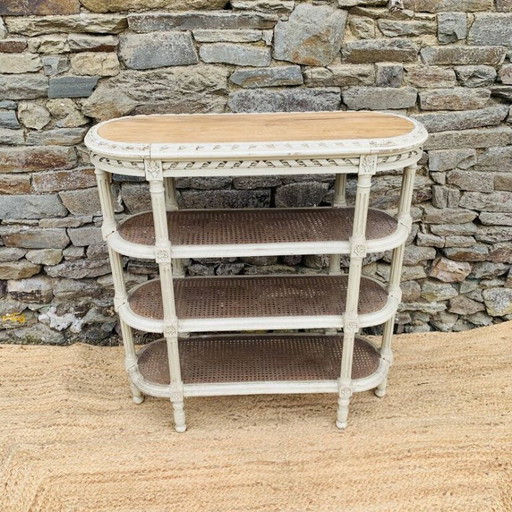 Louis XVI style shelf in grey lacquered wood