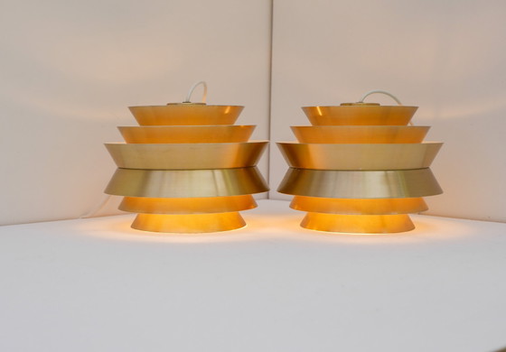 Lampade a sospensione Trava in metallo color ottone di Carl Thore, Svezia, prodotte da Granhaga – Applique (photo 7 of 13)