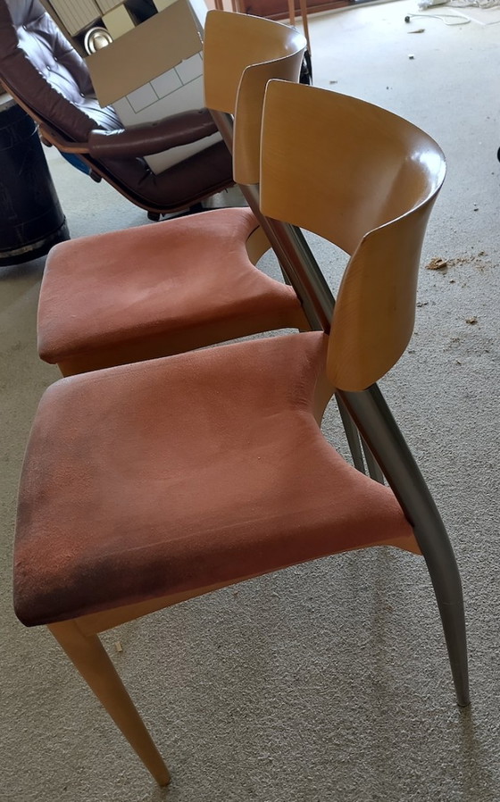 2x Stühle im italienischen Design aus Holz/Metall von Potocco – Esszimmerstühle, Wood (photo 3 of 5)