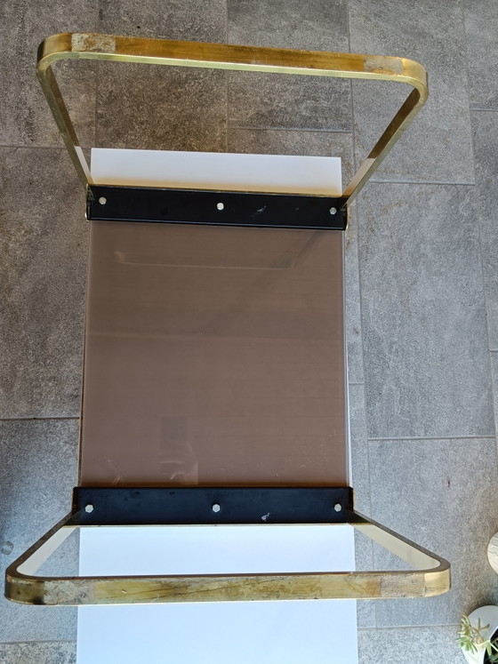 Italian 1970s Brass & Smoked Glass Side Table (photo 7 of 8)
