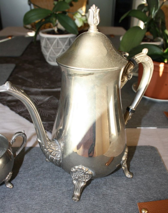 Image 1 of Vintage WM Rogers zilveren bord - 3-delig theeservies - Verenigde Staten