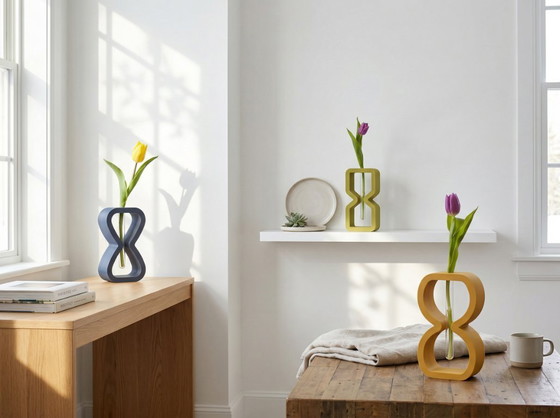 Image 1 of Relojes de arena atemporales (juego de 3 jarrones tallados)