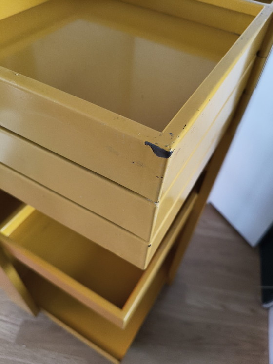 Image 1 of Rare Vintage Metal Bieffe Padova Architect's Trolley (1970s) – Bright Yellow with Key!