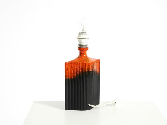 Image 1 of Unique 1960s ceramic table lamp in red and black by Kaiser Leuchten
