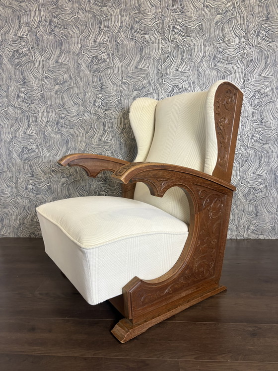 Poltrona Classica, Poltrona a Orecchioni Vintage – Poltrone, Textile, Wood (photo 4 of 6)