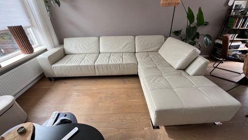 Canapé d'angle Belform en cuir blanc à droite