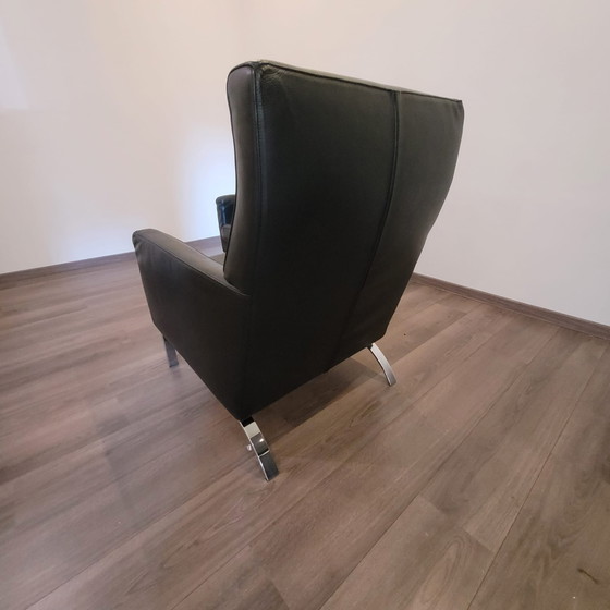 Image 1 of 2 x fauteuils Molinari en cuir noir en bon état