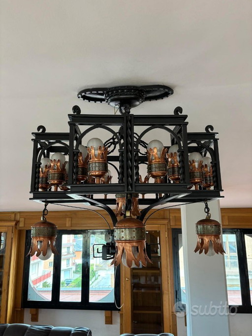 Unieke, brutalistische kroonluchter uit Italië, 1960