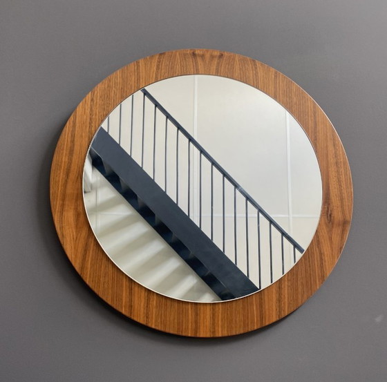 Image 1 of round wood mirror 