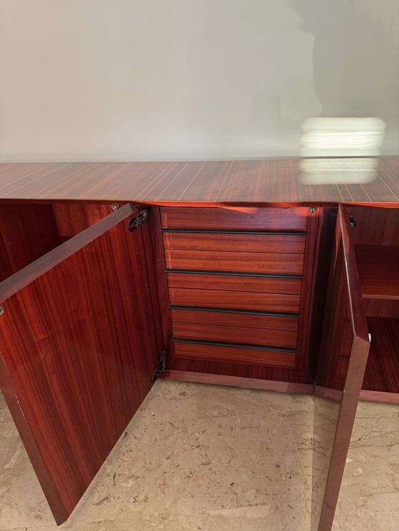 Image 1 of Monumental Rosewood Sideboard Zebrawood Lacquered Mid-Century Design 1970