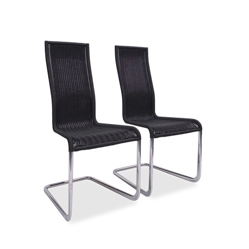 2x Tecta B 25 cantilever | high backrest black chairs