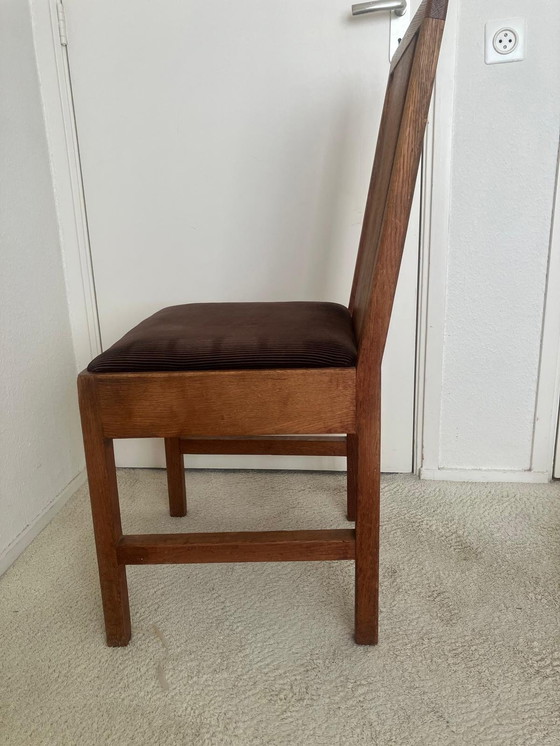 Image 1 of Oak desk and chair. PTT 1930s, Hague school