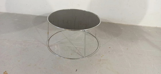 Image 1 of Dark glass round side table or coffee table 