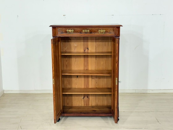 Image 1 of Beautiful antique Gründerzeit (late 19th-century) vertiko chest of drawers circa 1900 – elegant walnut veneer & brass fittings