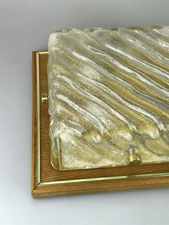 Image 1 of Lámpara de techo de los años 60 y 70, plafón empotrado de cristal de hielo, diseño de la era espacial.