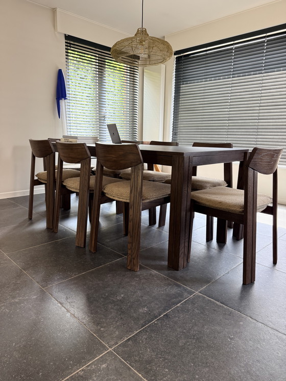 Tavolo da pranzo brutalista con 8 sedie – azs, Set da pranzo, Wood, Cotton (photo 2 of 7)