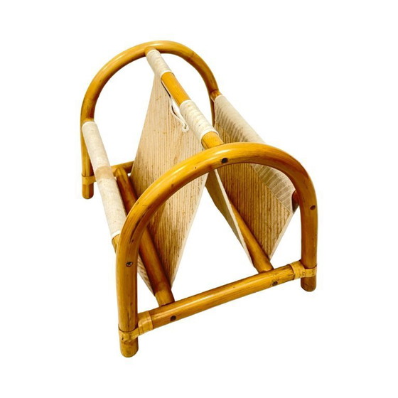 Image 1 of Vintage bamboe tijdschriftenrek – boho-stijl / Mid-Century Modern, jaren 70