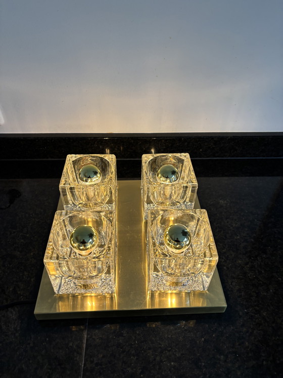 Plafoniera "Ice Cube" vintage Peill & Putzler in ottone – Plafoniere, Glass (photo 5 of 10)