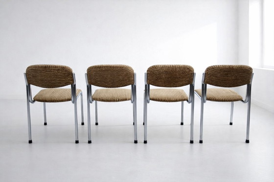 Image 1 of 4x Retro-Stühle / aus Metallrohr und Cord