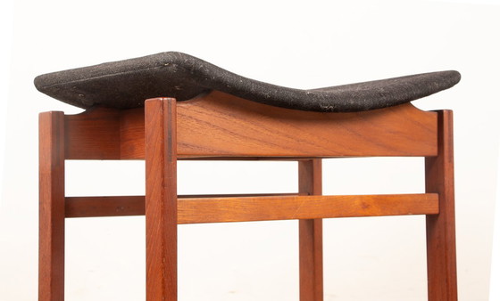 Image 1 of Coppia di sgabelli danesi in teak massello e tessuto, modello 193 di Inger Klingenberg per France & Daverkosen, 1960.