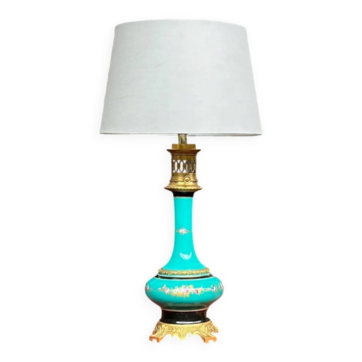 Lamp. Rare turquoise colour. Porcelain, gilded bronze. – tafellampen