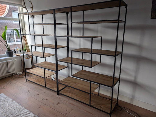 Planken in mid-century/industriële stijl (x2)