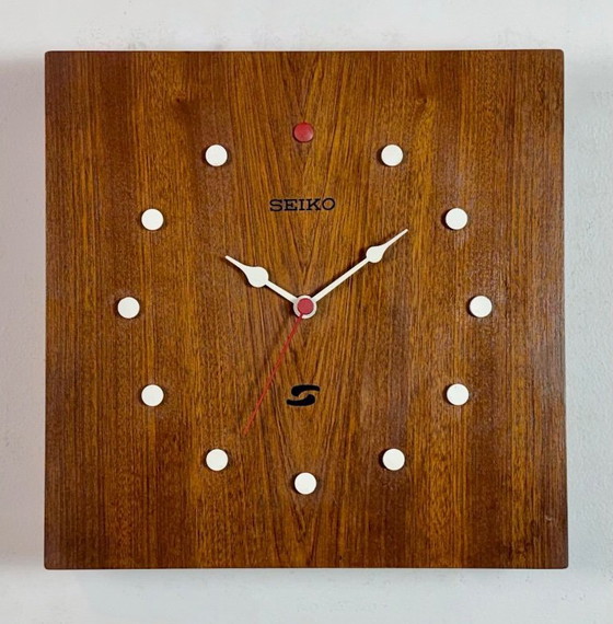Image 1 of Vintage Brown Wooden Wall Clock from Seiko, 1980s