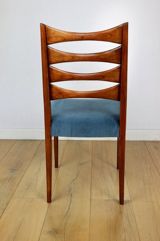 Image 1 of Danish vintage chairs blue turquoise vintage - set of 4 - great set