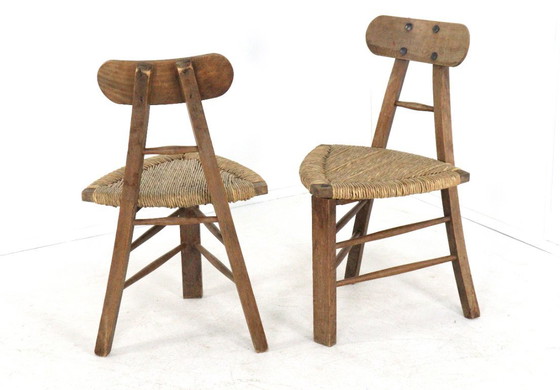 Image 1 of Set of 2 brutalist tripod vintage chairs