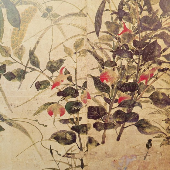 Image 1 of Afdruk op papier, fragment van “Zomer- en herfstbloemen”, Tawaraya Sōtatsu, Rimpa-school, jaren 90 - Japan