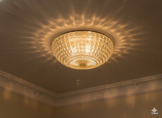 Image 1 of 2318 bernsteinfarbene Deckenleuchte, bernsteinfarbene Glas-Deckenleuchte