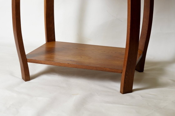 Image 1 of Art-Deco-Tisch aus massiver Eiche mit geschwungenen Beinen