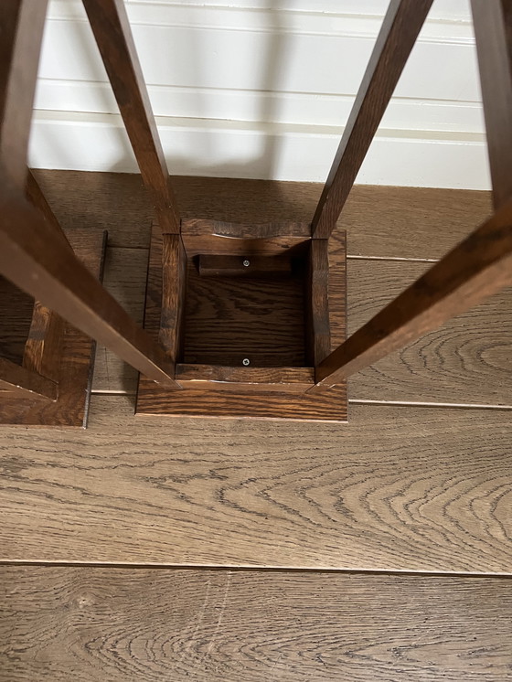 Image 1 of Plant table/pedestal set dark antique oak