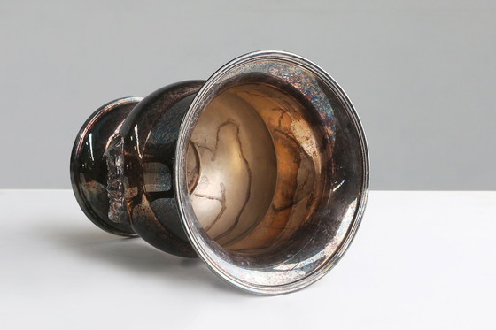 Image 1 of Cubo de hielo de latón plateado estilo Art Déco francés, década de 1900